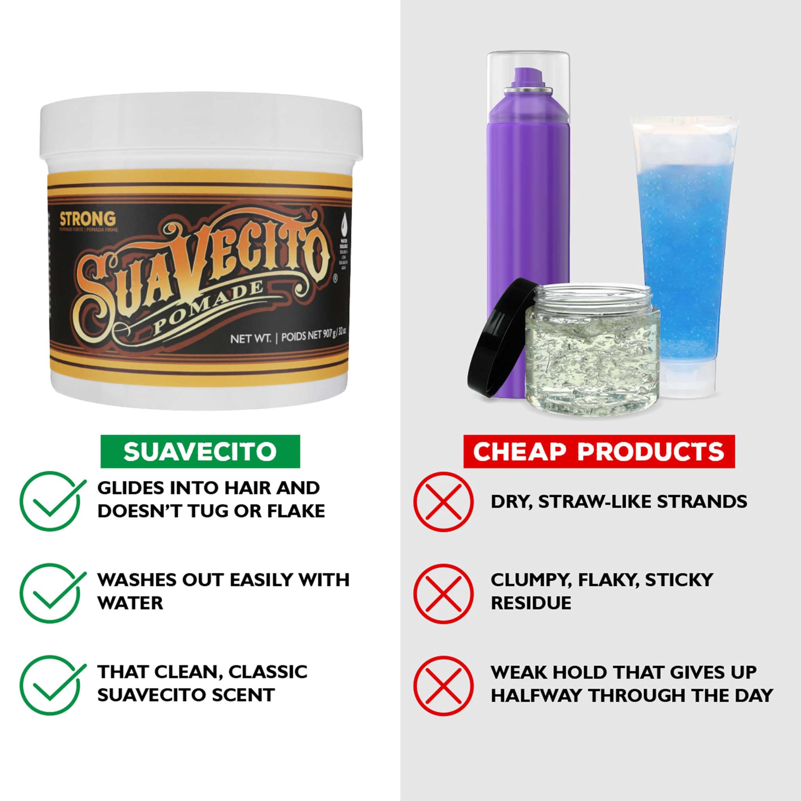 スアベシート　ストロング(ハード) BIGサイズ907g 32oz Amazon.com: Suavecito Strong Hold Hair Pomade For Men, 32 oz